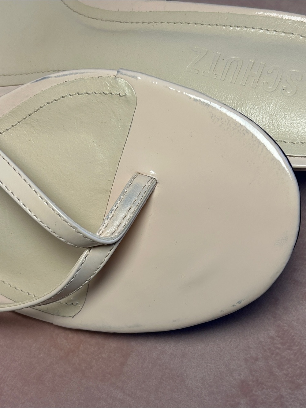 SCHUTZ CAROLYN 50MM LEATHER KITTEN-HEEL THONG SANDALS VERY LIGHT PINK SIZE 9.5 - Picture 10 of 15